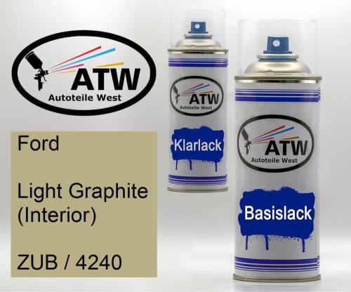 Ford, Light Graphite (Interior), ZUB / 4240: 400ml Sprühdose + 400ml Klarlack - Set, von ATW Autoteile West.